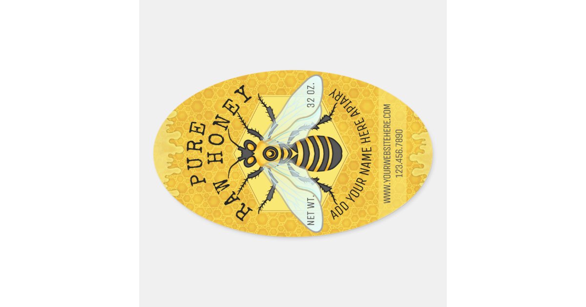 Honeybee Honey Jar Apiary Labels | Honeycomb Bee | Zazzle