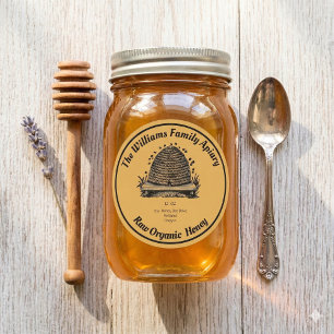 Honeybee Honey Jar Apiary    Raw OrganicHoney Classic Round Sticker