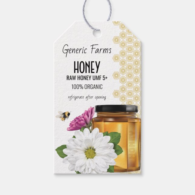 Honeybee Honey Jar Gift Tags (Front)