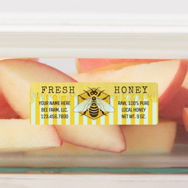 Honeybee Honeycomb Apiary Bee Business Honey Jar (Affixed)