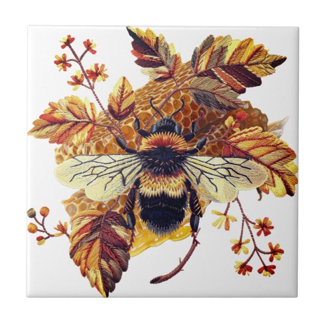  HoneyBee HoneyComb Autumn White | Ceramic Tile (Front)