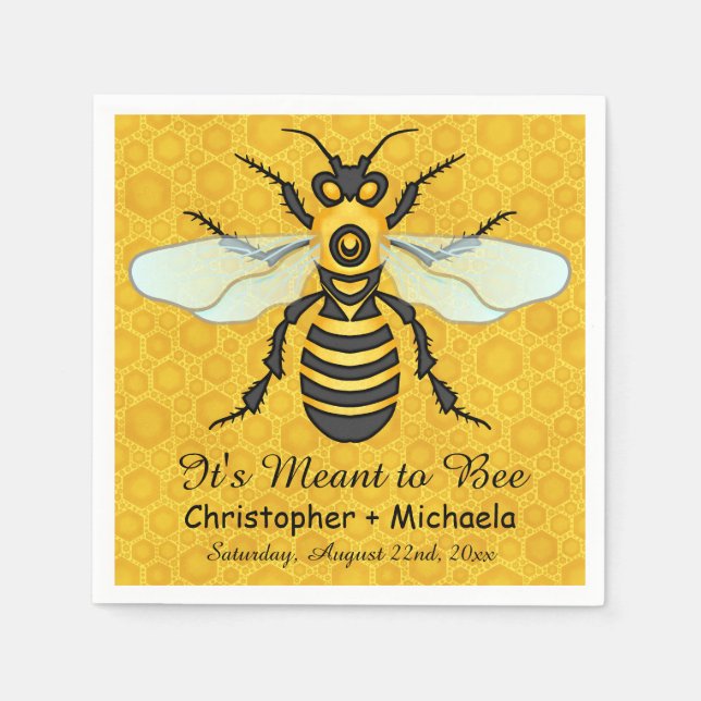 Honeybee Honeycomb Bee Wedding Theme Custom Napkin (Front)