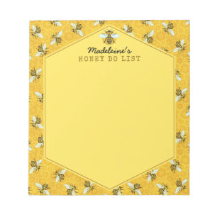 Honeybee Honeycomb Bumble Bee Honey Do List Custom Notepad
