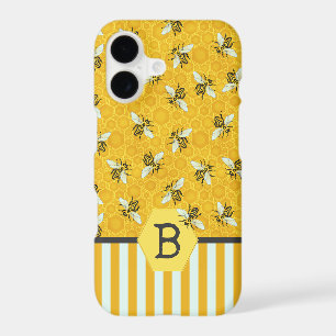 Honeybee Honeycomb Bumble Bee Monogram Pattern