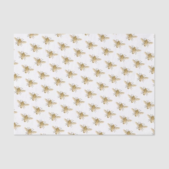 Honeybee in Flight Pattern on White Tissue Paper (Front)