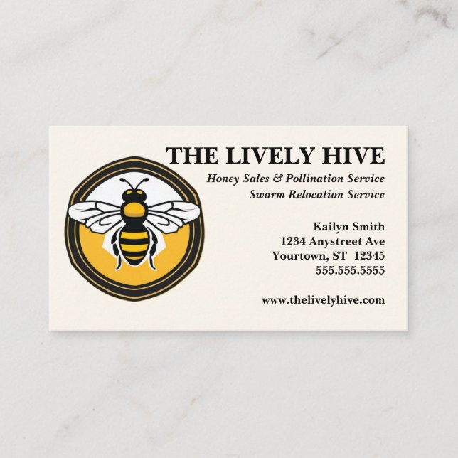 Honeybee in Honey Beekeeping Honey Sales  Business Card (Front)