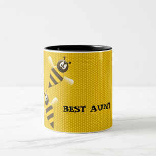 Honeybee in Honeycomb Best Aunt Two-Tone Coffee Mug
