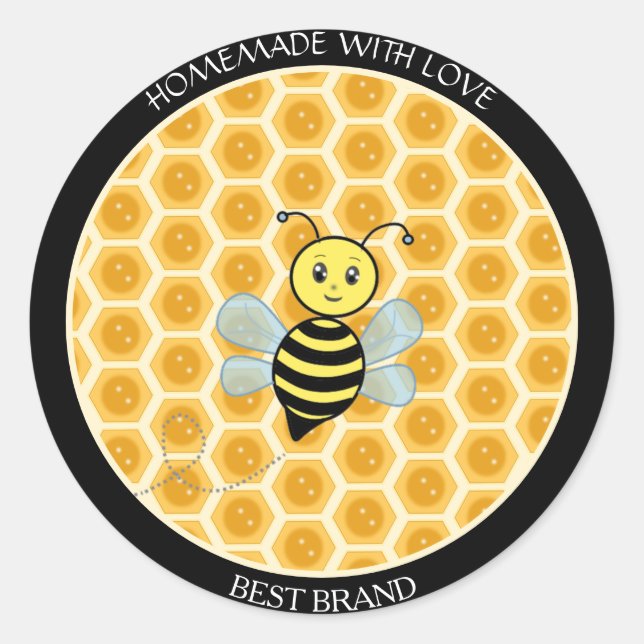 Honeybee Jar Label & Honeycomb Homemade (Front)
