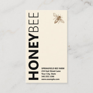 HONEYBee Logo Vertical Typography Ivory White  Business Card