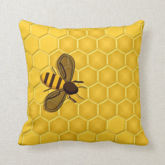 Honeybee on a Honeycomb Accent Pillow