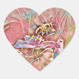 HONEYBEE ON A SPIDERWART - PINK STICKERS