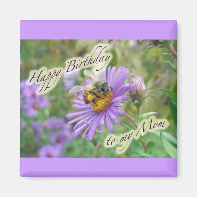 Honeybee on Asters Birthday Coordinating Items Magnet (Front)