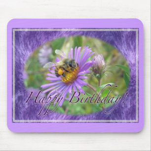 Honeybee on Asters Birthday Coordinating Items Mouse Pad
