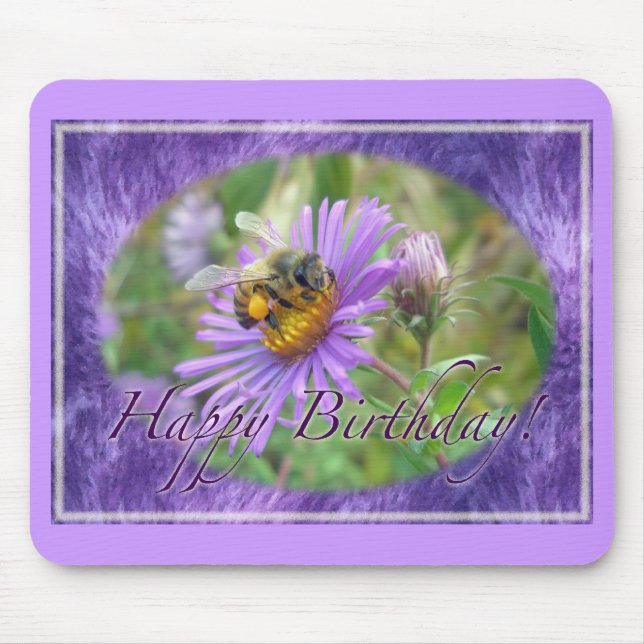 Honeybee on Asters Birthday Coordinating Items Mouse Pad (Front)