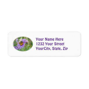 Honeybee on Fall Asters Wildflower Address Label Return Address Label