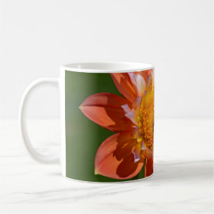 Honeybee on orange dahlia flower coffee mug
