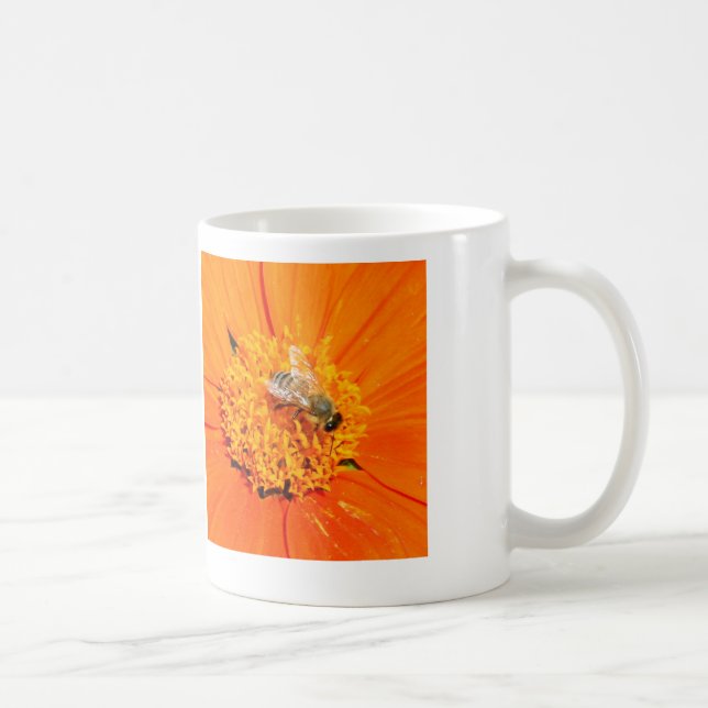 honeybee on orange flower mug (Right)