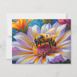 Honeybee on the Flower Nature Illustration Postcard