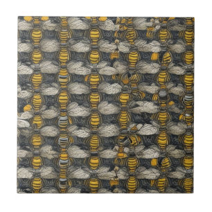 HoneyBee Pattern Rustic Nature Ceramic Tile