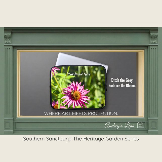 Honeybee & Pink Coneflower Laptop Sleeve (Creator Uploaded)