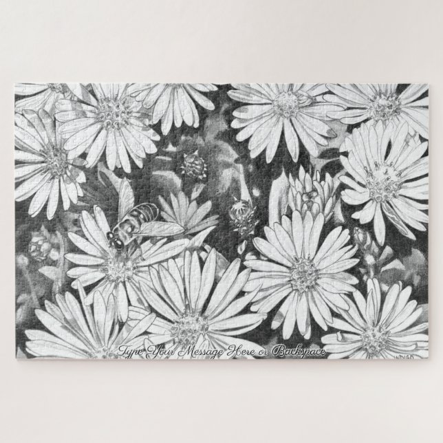 Honeybee Puzzle Personalised Flower Art Puzzles    (Horizontal)