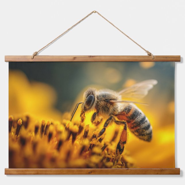 Honeybee Sunlit Bloom Macro Wall Art (Front)