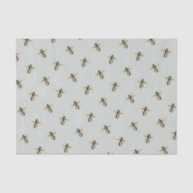 Honeybee Swarm Pale Green Nature Lover Beekeeper   Tissue Paper (Front)