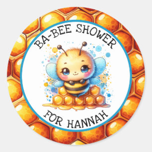 Honeybee themed Boy's Baby Shower Personalized Classic Round Sticker