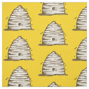 Honeybee Vintage Skep Beehive Yellow Fabric