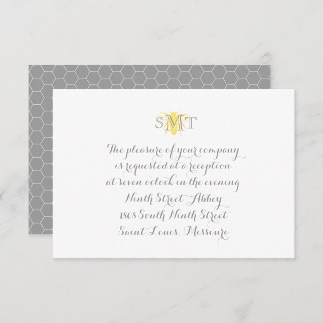 Honeybee Wedding Reception Card (Front/Back)