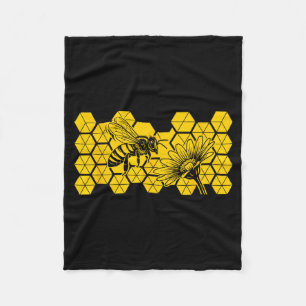 Honeybee wildflower save bee botanical nature eart fleece blanket