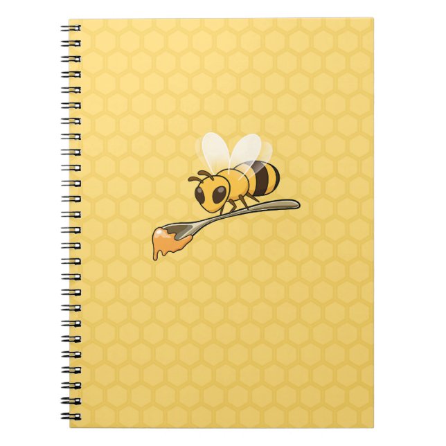 Honeybee with a spoon of honey notebook (Front)