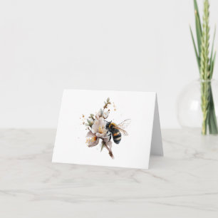 Honeybee with White Flowers Blank Greeting Card