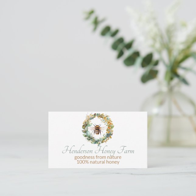 Honeybee Wreath Business  Card (Standing Front)