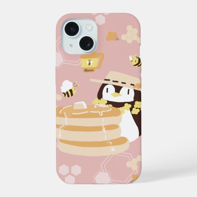 Honeybees and Penguins iPhone 15 Case (Back)
