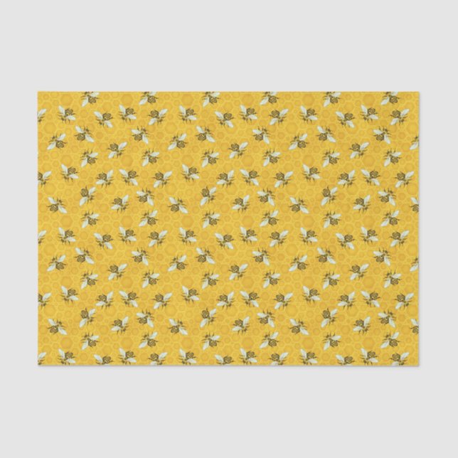 Honeybees Honeycomb Apiary Bee Hive Pattern Tissue Paper (Front)