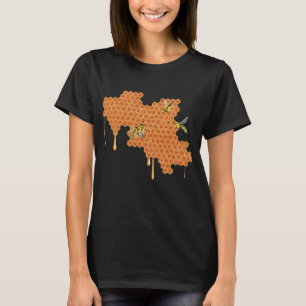 Honeybees on Honeycomb, Dripping Honey, Bee T-Shirt
