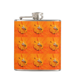 honeybees on orange flask
