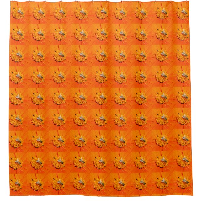 honeybees on orange flowers shower curtain (Front)