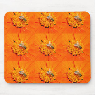 honeybees on orange mousepad