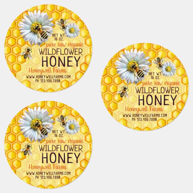 Honeybees Wildflower Honey Apiary Jar Lid (Group)