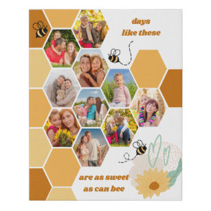 Honeycomb 10 Photo Collage Sweet as can Bee Faux Canvas Print