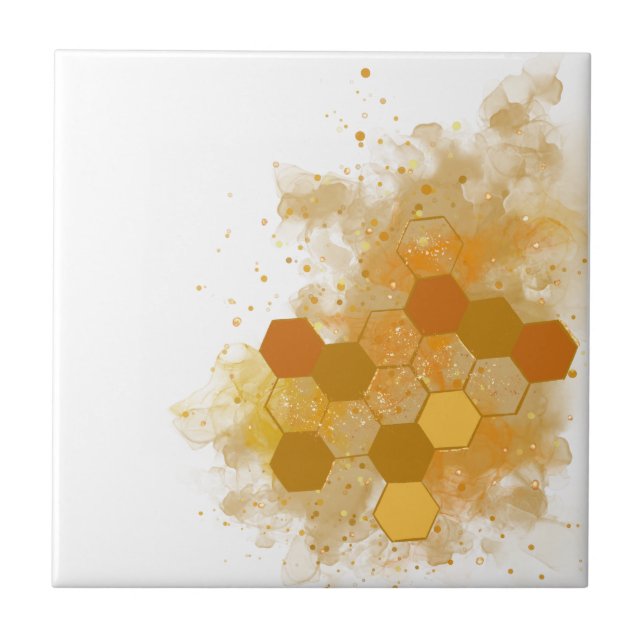 Honeycomb Alcohol Ink  Ceramic Tile (Front)
