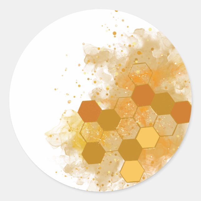 Honeycomb Alcohol Ink Classic Round Sticker (Front)