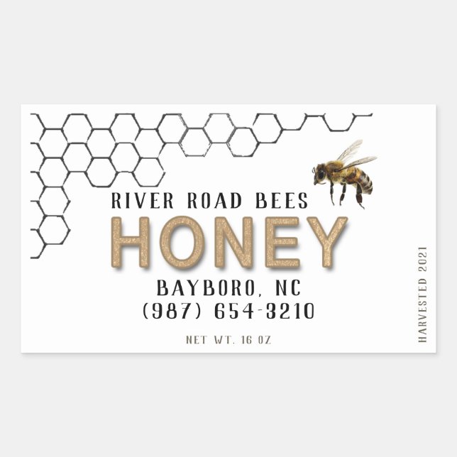 Honeycomb and Bee Honey Label Kraft (Front)