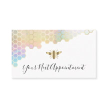 honeycomb and bee logo appointment card