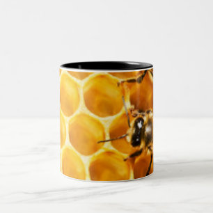 Honeycomb and Bees Pattern Design Two-Tone Coffee Mug