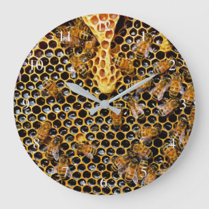 Honeycomb and Bees Small Numbers Large Clock