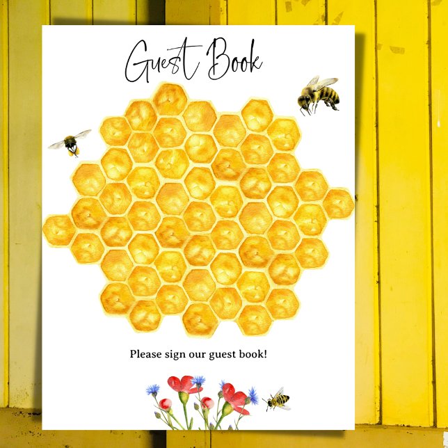 Honeycomb Bee Baby Shower Guest Book Game Poster (Creator Uploaded)