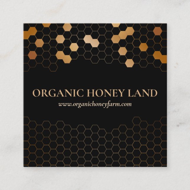 Honeycomb Bee Beekeeper Apiarist Gold Square Business Card (Front)